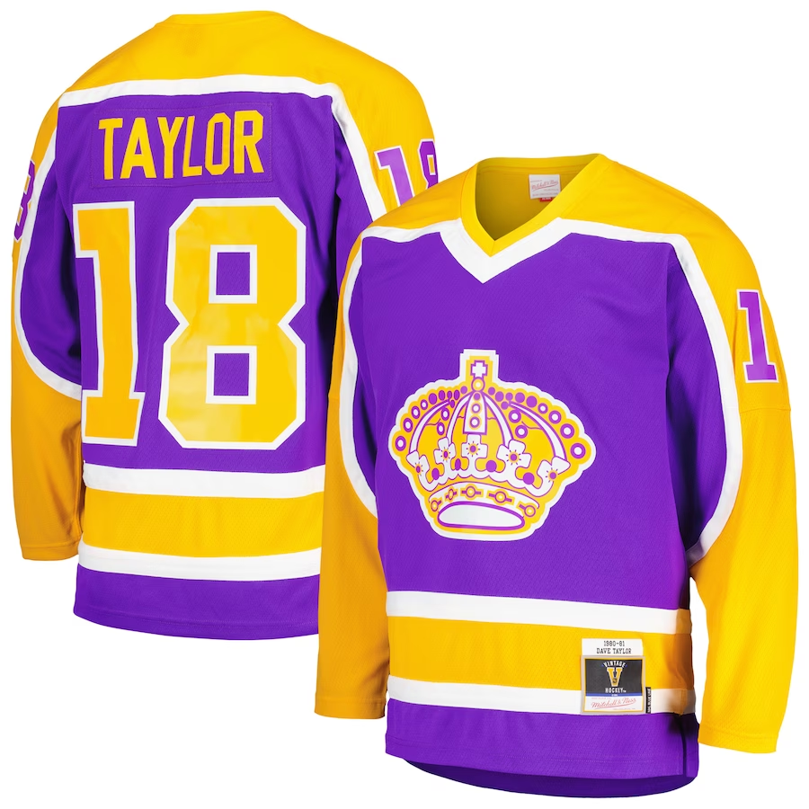 Men's Los Angeles Kings Dave Taylor Mitchell #18 Ness Purple 1980/81 Blue Line Player jersey