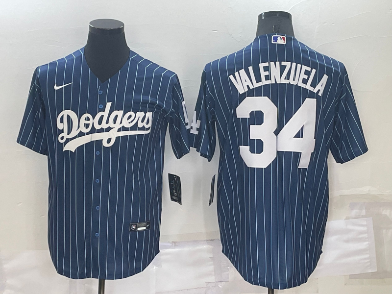 Men's Los Angeles Dodgers Fernando Valenzuela #34 Blue Fashion Baseball jersey