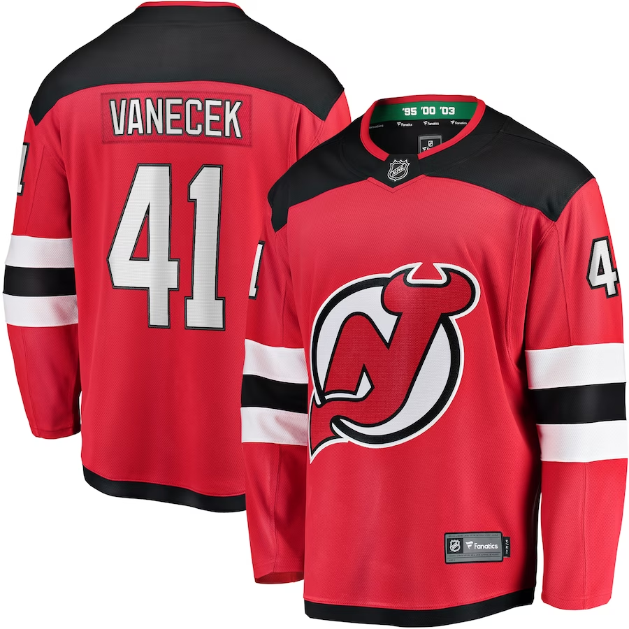 Men's New jersey Devils Vitek Vanecek #41 Red Player Game jersey