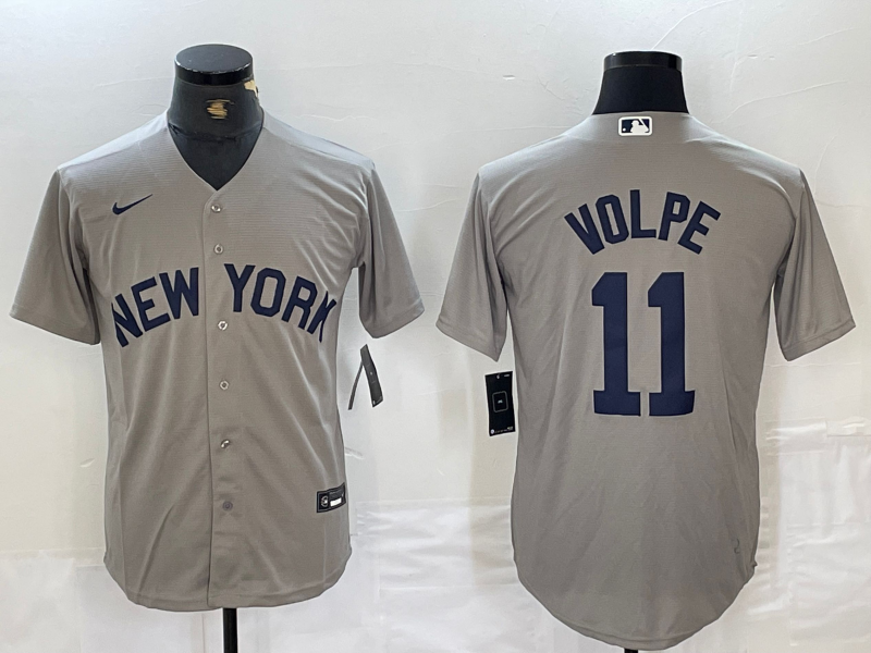 Men's New York Yankees Anthony Volpe #11 Gray Limited Game jersey