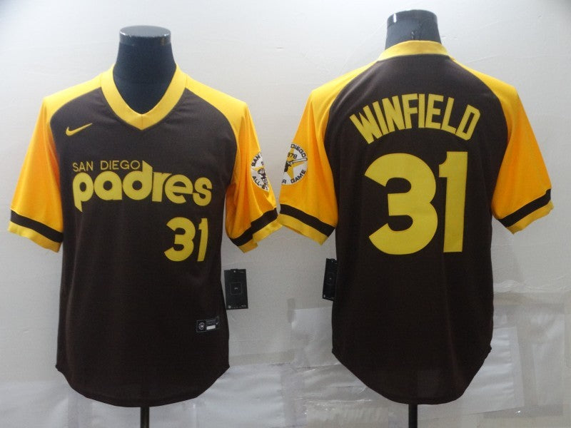 Men's San Diego Padres Dave Winfield #31 Brown Stitched jersey