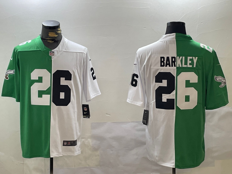 Men's Philadelphia Eagles Saquon Barkley #26 Green/White Game jersey