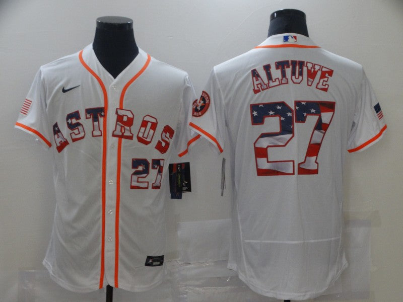 Men's Houston Astros Jose Altuve #27 White Authentic Game jersey