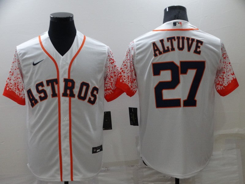 Men's Houston Astros Jose Altuve #27 White Alternate Game jersey