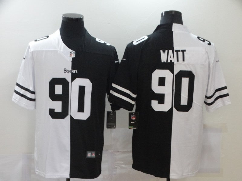 Men's Pittsburgh Steelers T.J. Watt #90 Black/White Game jersey