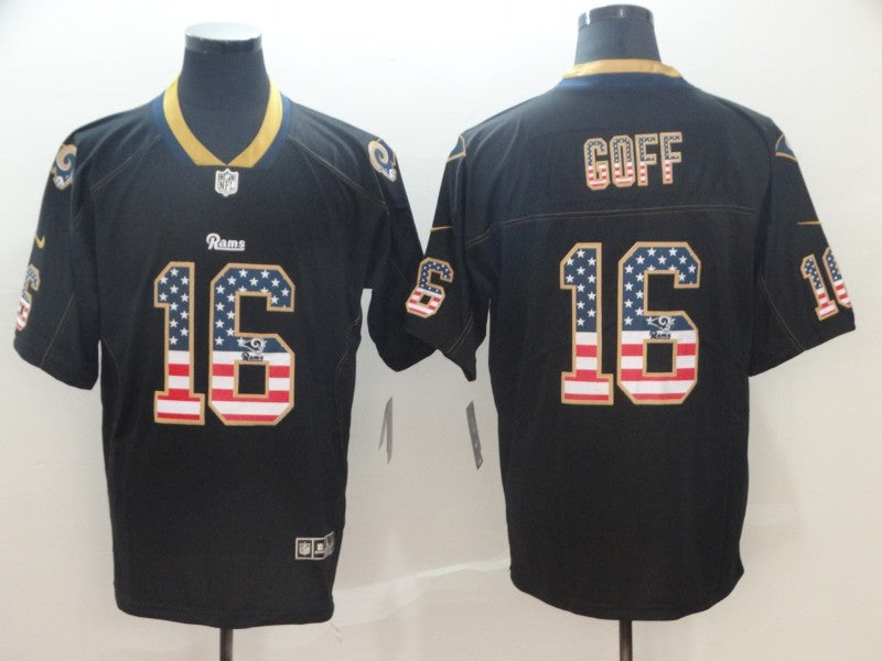 Men's Los Angeles Rams Jared Goff #16 Black Authentic Game jersey