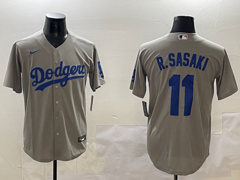 Men's Los Angeles Dodgers Roki Sasaki #11 Gray Replica Game jersey