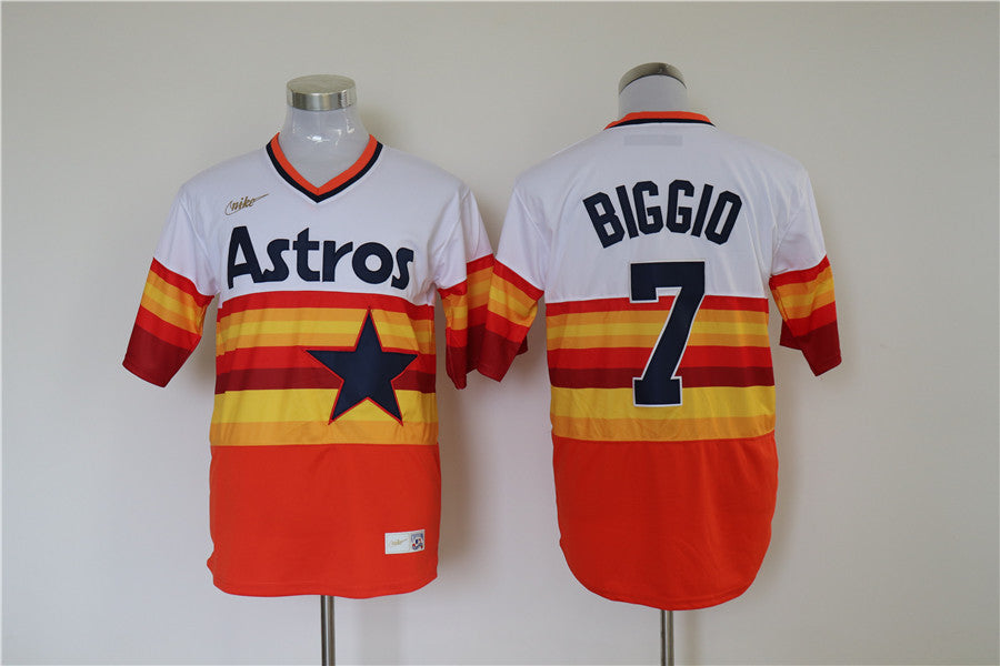 Men's Houston Astros Craig Biggio #7 White Home Cooperstown Collection Player jersey