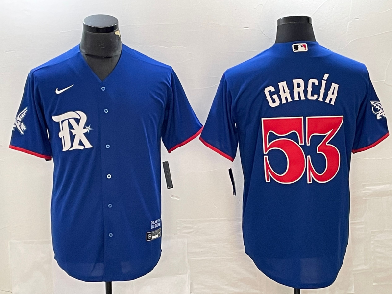 Men's Texas Rangers Adolis Garcia #53 Royal Replica Player jersey