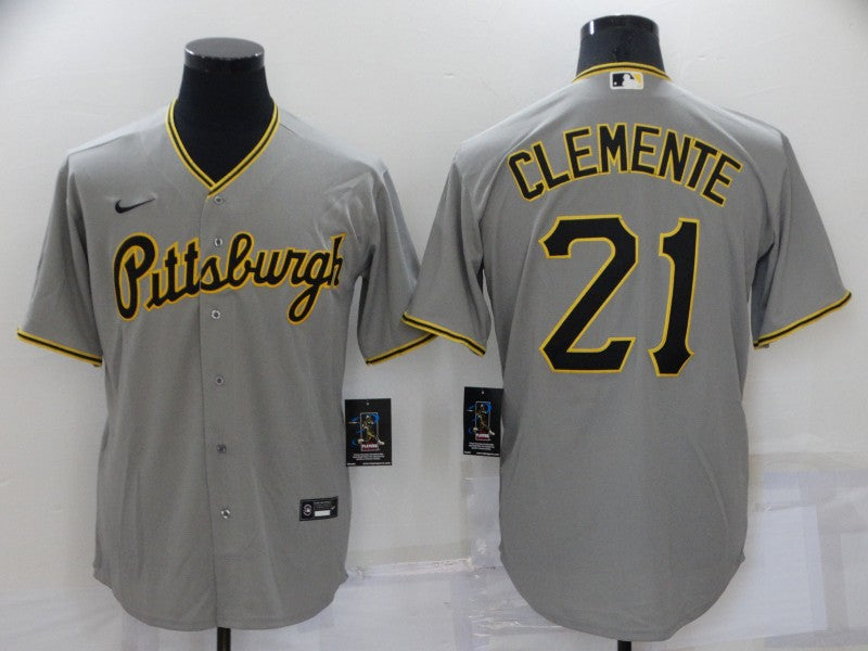 Men's Pittsburgh Pirates Roberto Clemente #21 Gray Replica Baseball jersey