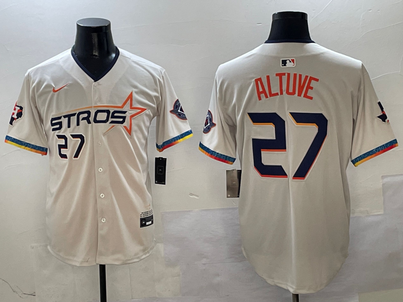 Men's Houston Astros Jose Altuve #27 Cream 2025 City Connect Limited Player jersey