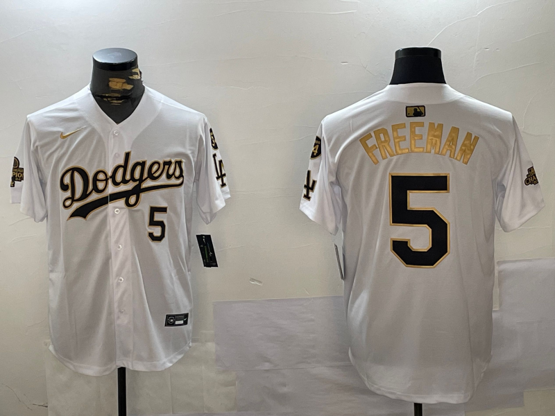 Men's Los Angeles Dodgers Freddie Freeman #5 White Game Player jersey