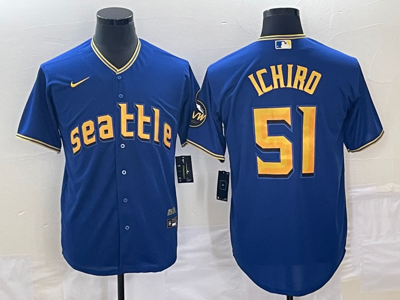 Men's Seattle Mariners Ichiro Suzuki #51 Royal 2023 City Connect Replica jersey