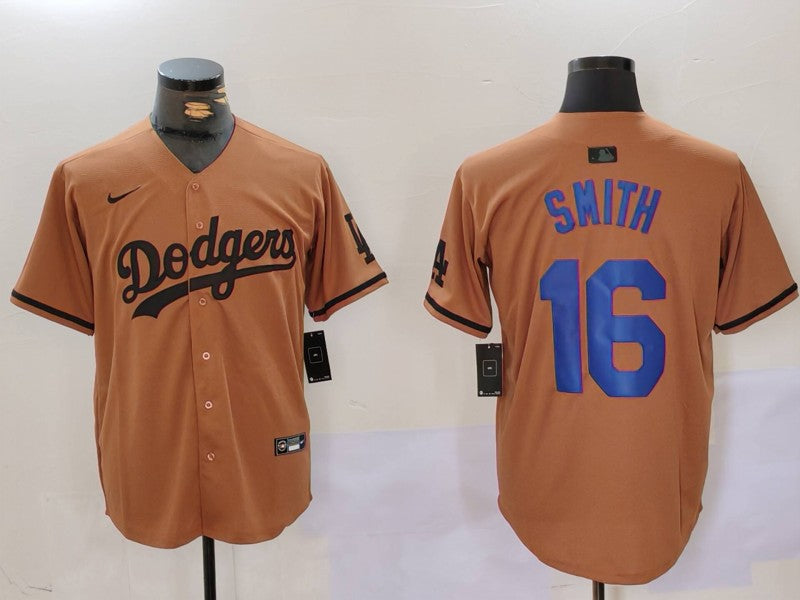 Men's Los Angeles Dodgers Will Smith #16 Brown Game Player jersey