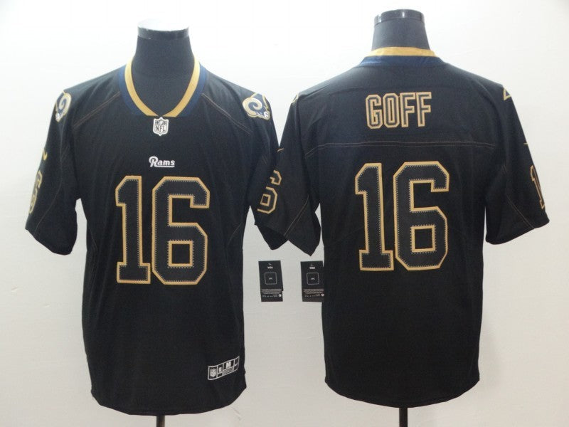 Men's Los Angeles Rams Jared Goff #16 Black Game jersey