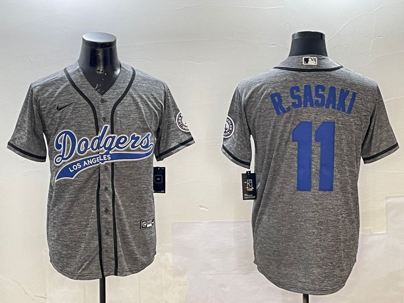 Men's Los Angeles Dodgers Roki Sasaki #11 Gray Game jersey