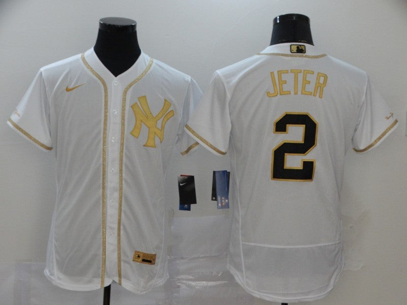 Men's New York Yankees Derek Jeter #2 White Alternate Game jersey