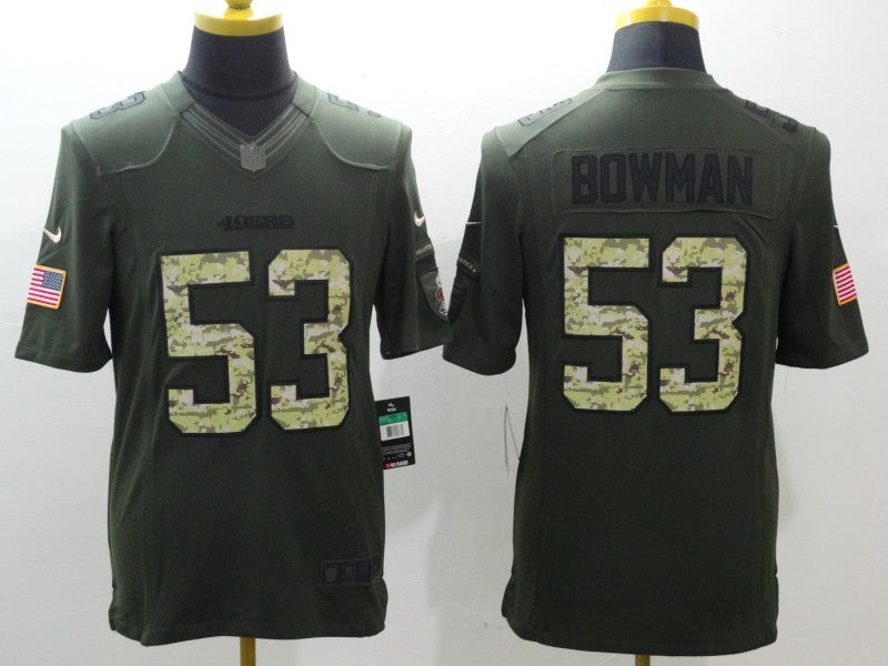 Men's San Francisco 49ers Navoro Bowman #53 Army Green Game jersey