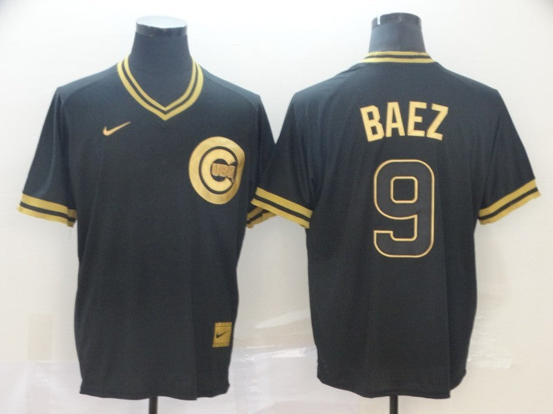Men's Chicago Cubs Javier Baez #9 Black Replica Player jersey