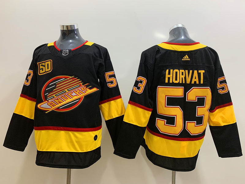 Men's Vancouver Canucks Bo Horvat #53 Black Breakaway jersey