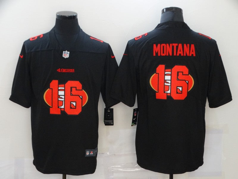 Men's San Francisco 49ers #16 Joe Montana Black Alternate Game jersey