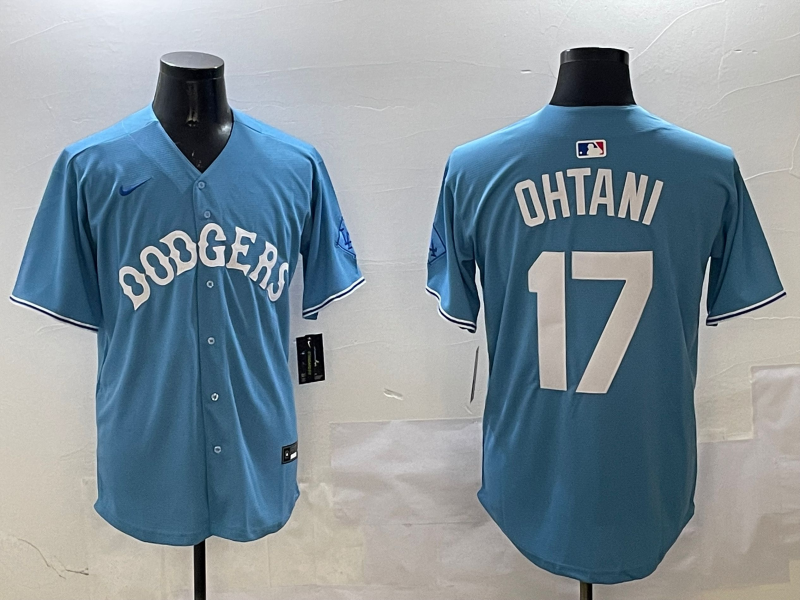 Men's Los Angeles Dodgers Shohei Ohtani #17 Light Blue Limited Player jersey