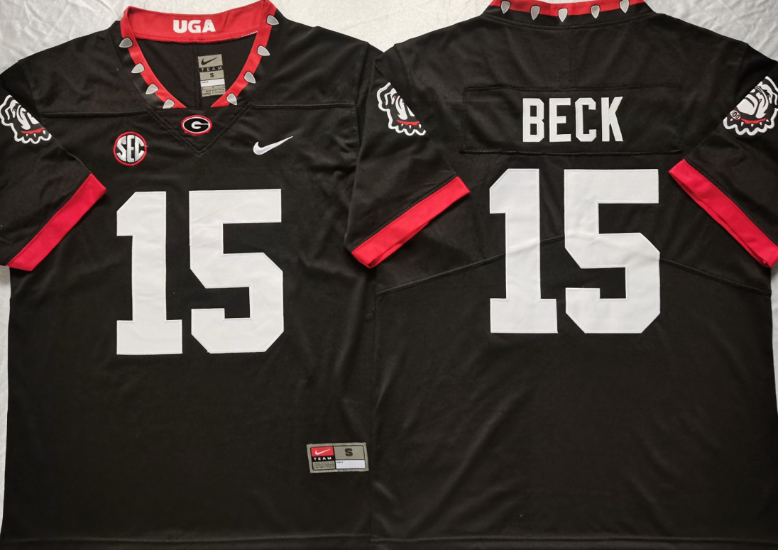 Men's Georgia Bulldogs Carson Beck #15 Black Game Jersey