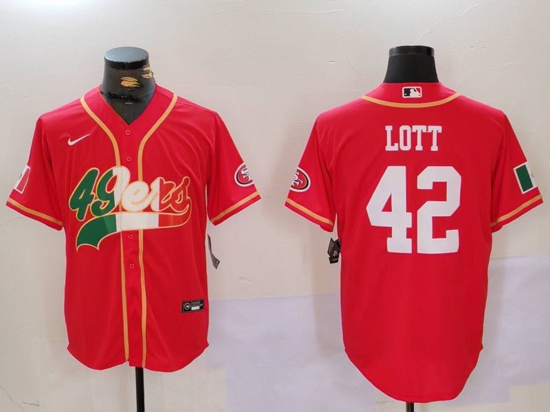 Men's San Francisco 49ers Ronnie Lott #42 Scarlet Game jersey