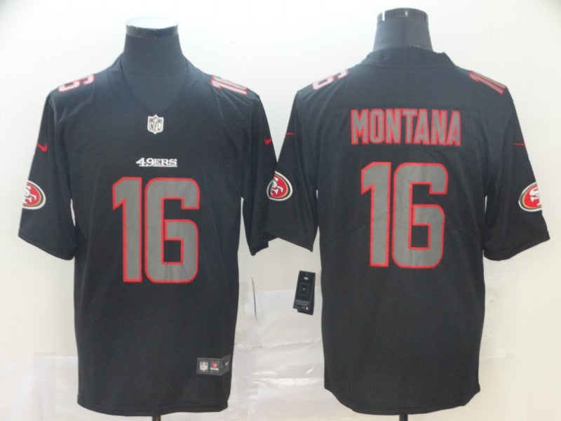 Men's San Francisco 49ers Joe Montana #16 Black Team Game jersey