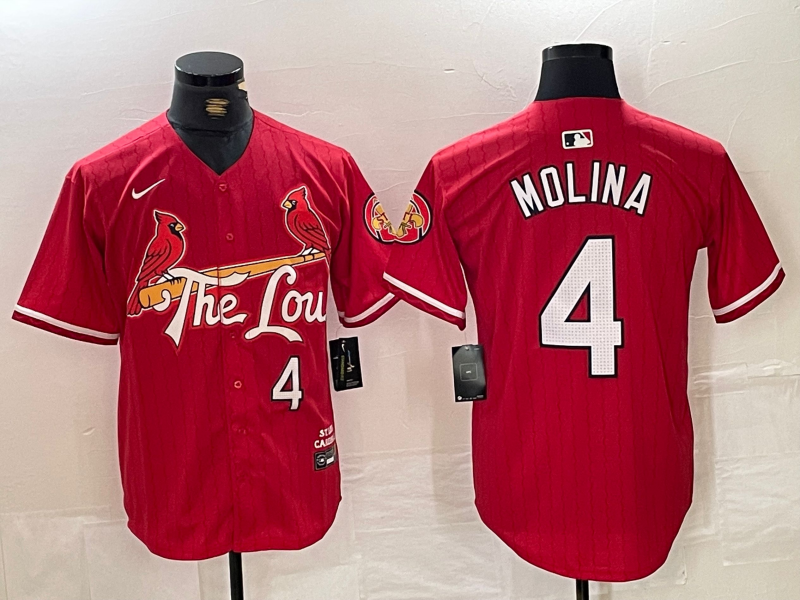 Men's St. Louis Cardinals Yadier Molina #4 Red 2024 City Connect Limited Player jersey