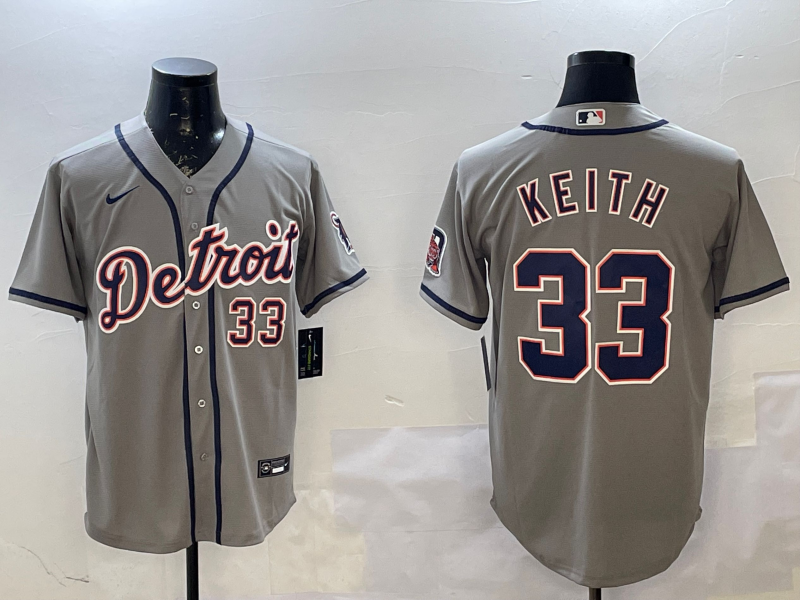 Men's Detroit Tigers Colt Keith #33 Gray Road Limited Player jersey