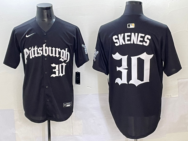 Men's Pittsburgh Pirates Paul Skenes #30 Black Game Player Jersey