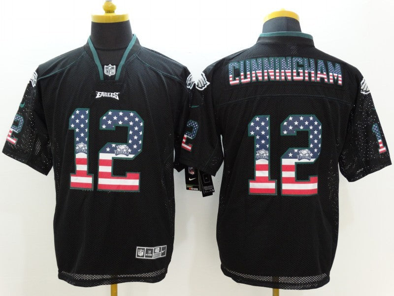 Men's Philadelphia Eagles Randall Cunningham #12 Black Game jersey