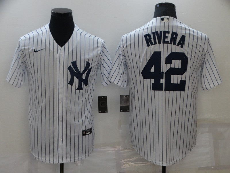 Men's New York Yankees Mariano Rivera #42 White Replica Baseball jersey