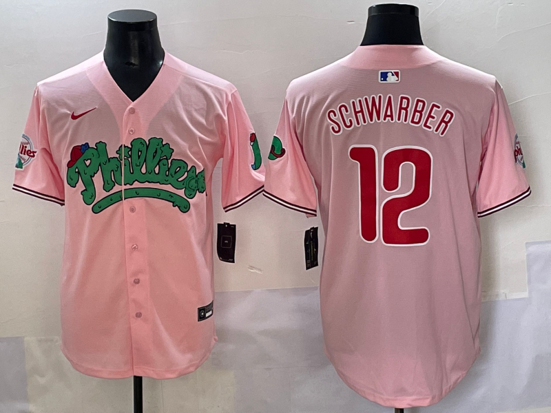 Men's Philadelphia Phillies Kyle Schwarber #12 Pink Replica Player Jersey