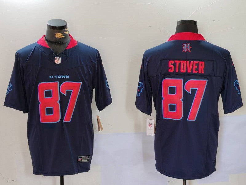 Men's Houston Texans Cade Stover #87 Navy 2nd Alternate Game Jersey