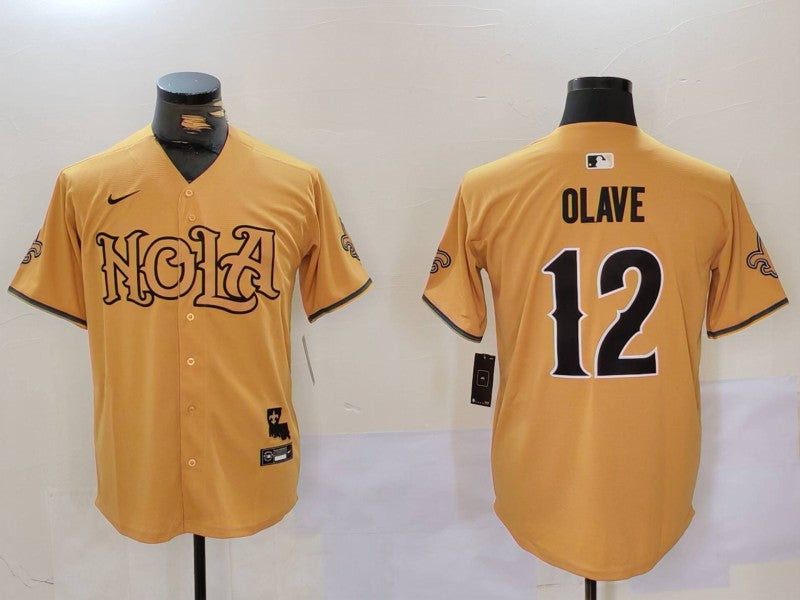 Men's New Orleans Saints Chris Olave #12 Yellow Game Player jersey