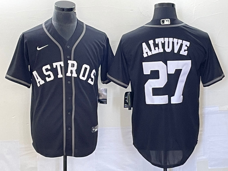 Men's Houston Astros Jose Altuve #27 Black Replica Team jersey