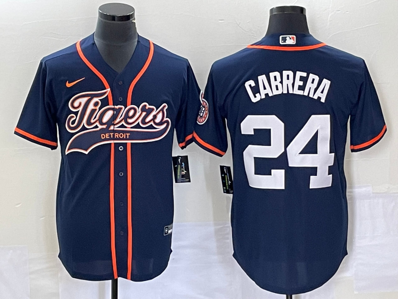 Men's Detroit Tigers Miguel Cabrera #24 Navy Replica Player jersey Joint Edition