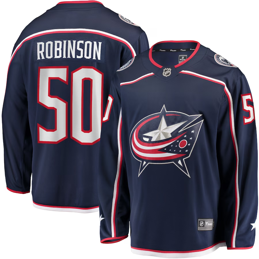 Men's Columbus Blue Jackets Eric Robinson #50 Navy Home Breakaway Player jersey