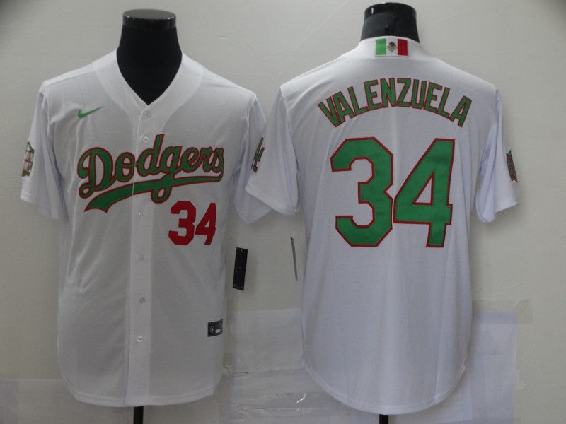 Men's Los Angeles Dodgers Fernando Valenzuela #34 White Player Game jersey