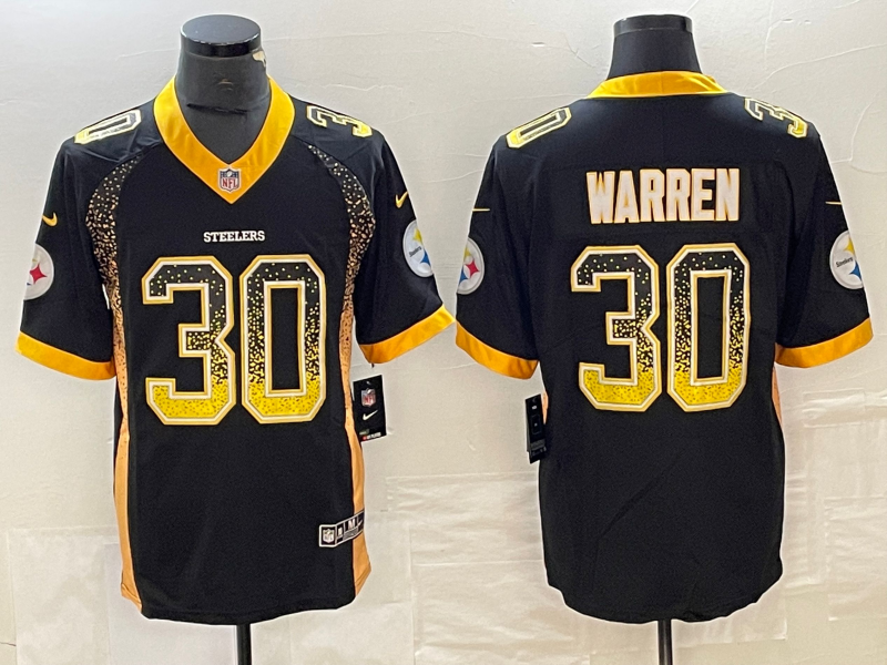 Men's Pittsburgh Steelers Jaylen Warren #30 Black Player Game jersey