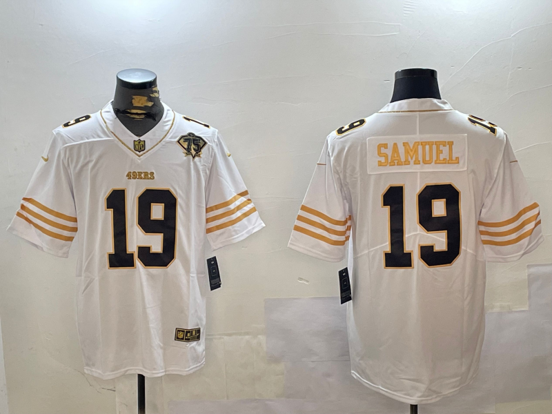 Men's San Francisco 49ers Deebo Samuel #19 White 75th Anniversary Player jersey