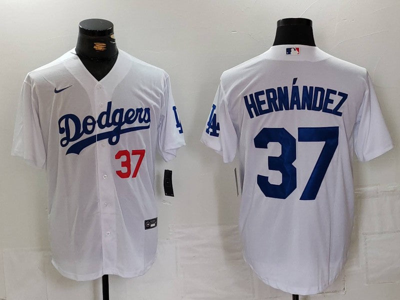Men's Los Angeles Dodgers Teoscar Hernandez #37 White Home Limited Player jersey