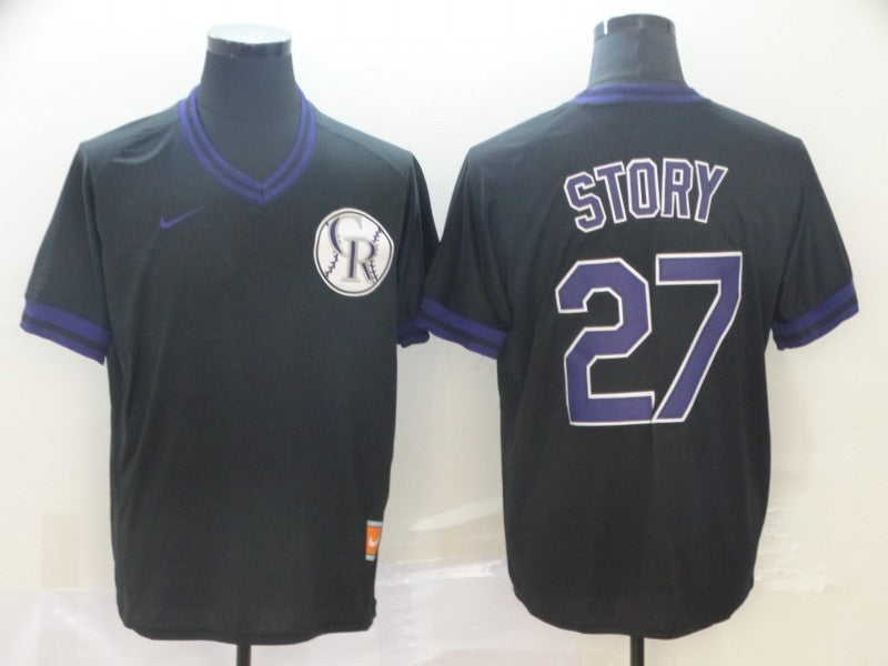 Men's Colorado Rockies Trevor Story #27 Black Replica Baseball jersey