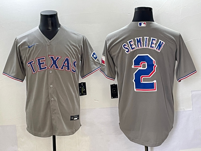 Men's Texas Rangers Marcus Semien #2 Gray Replica Player Jersey