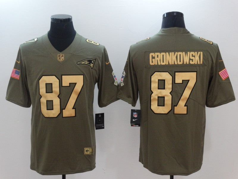 Men's New England Patriots Rob Gronkowski #87 Brown Game Player jersey