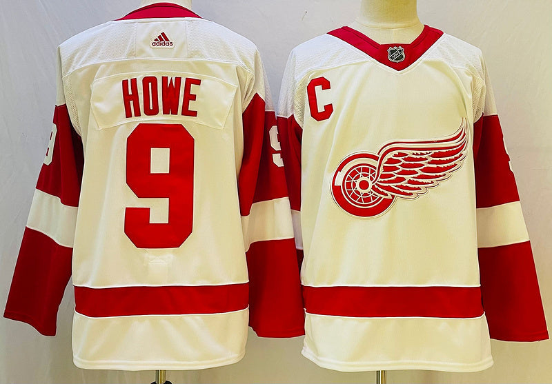 Men's Detroit Red Wings Gordie Howe #9 White Player jersey