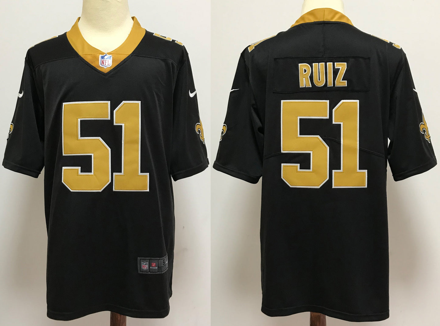 Men's New Orleans Saints Cesar Ruiz #51 Black Game jersey