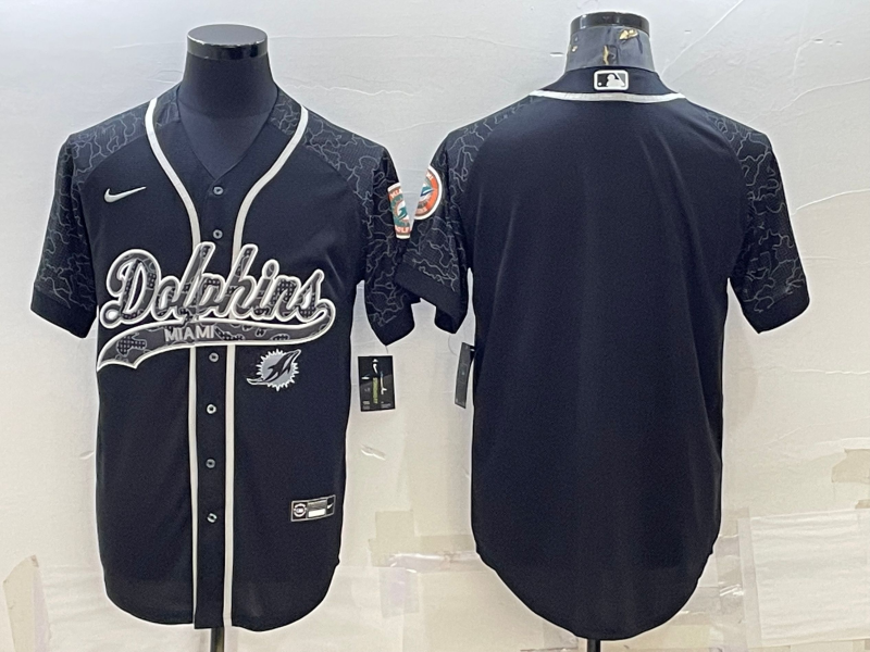 Men's Miami Dolphins Black RFLCTV Limited Blank jersey